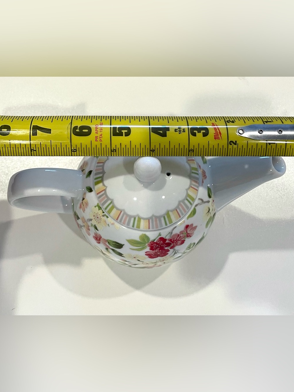 GANZ Teapot Ainsley-Style Floral w Coordinating Striped Lid | EUC - Picture 9 of 9